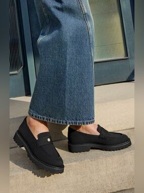 VIVAIA Francesca Platform Loafers Round Toe Chunky Heel Slip Resistant Black